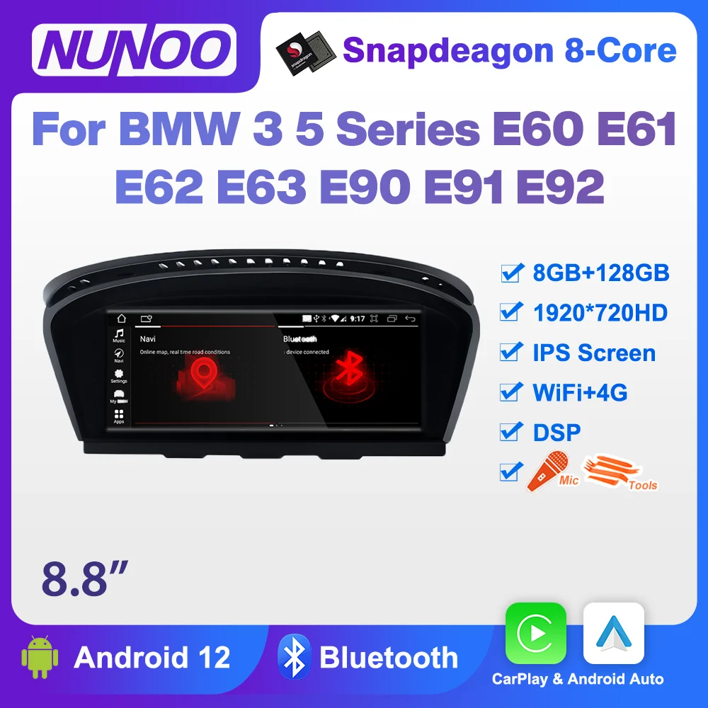 

Wireless Carplay Android 12 For BMW 3 5 Series E60 E61 E62 E63 E90 E91 E92 CCC CIC System Car Player GPS Navigation Audio Video