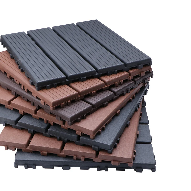 30x30cm Wooden Decking Tiles Hardwood Interlocking Patio Deck Tiles Composite Floor Covering For Garden Wood Flooring