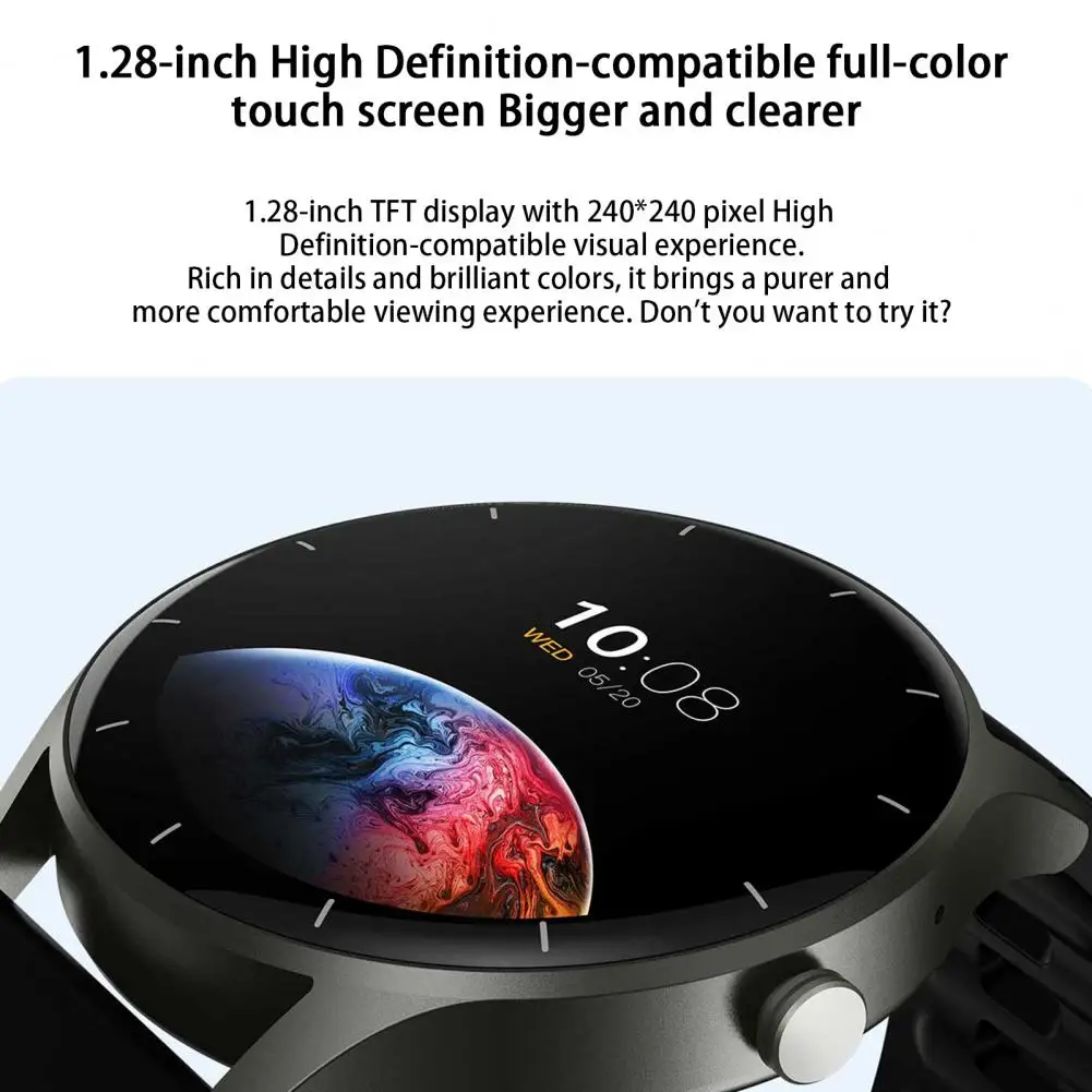 

ZL50 Smart Watch 1.28-inch Full Touch Sleep Monitoring Round Fitness Tracker Sports Wristwatch for iOS 9.0 Above for Android 5.0