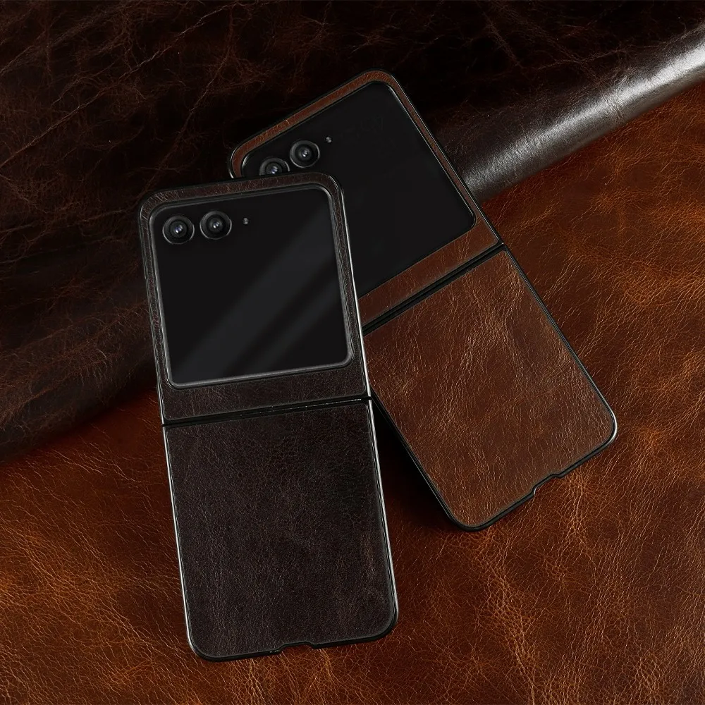 Luxurious Genuine Leather Shockproof Phone Case for Motorola Razr 50 Ultra - 2024 Edition
