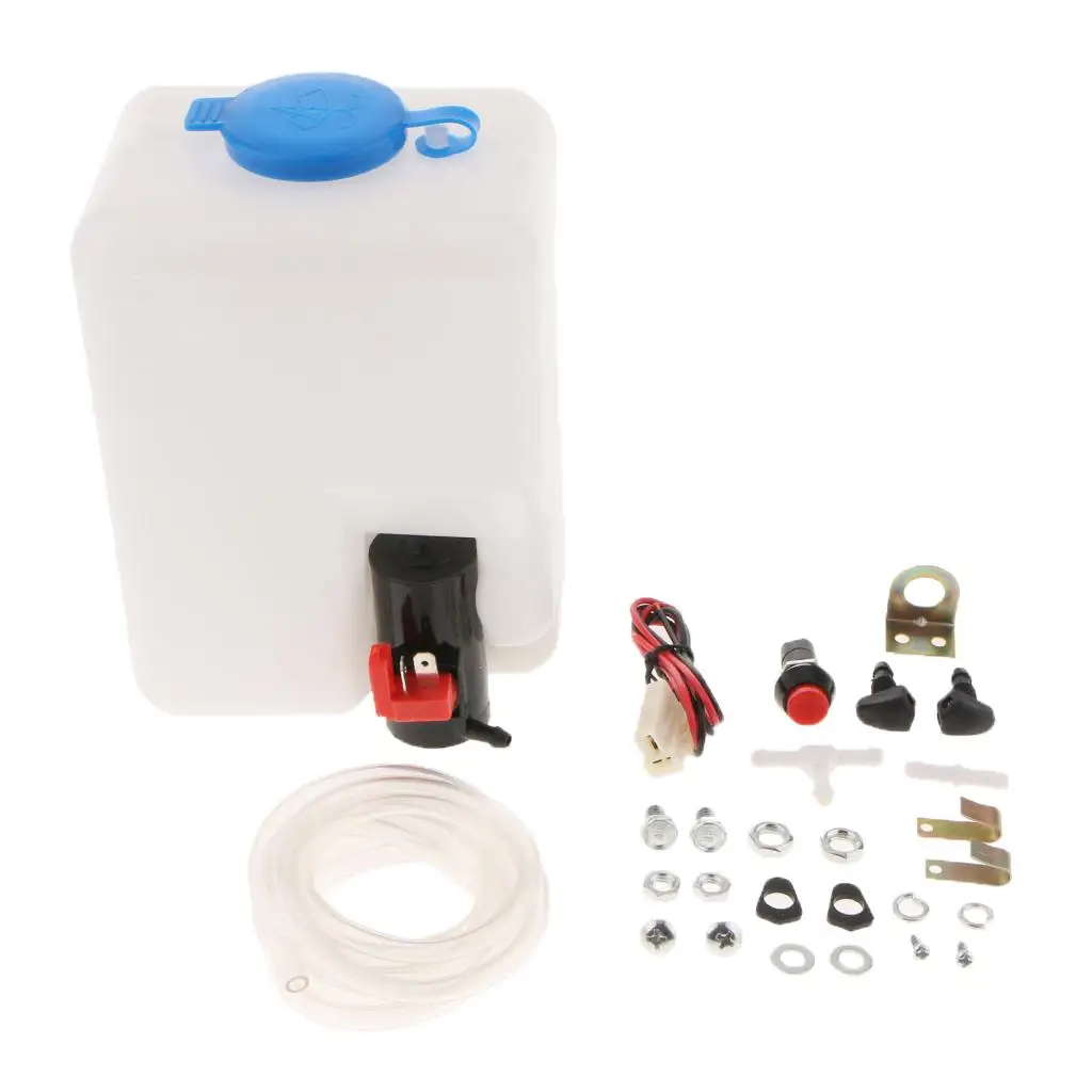 Car Windshield Glass Wiper System Universal Washer Reservoir Tank Water Pump Bottle Kit 12V Jet Switch Reservoir Installation