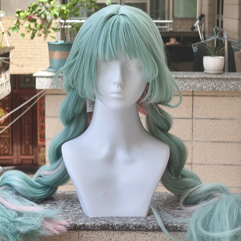 Generic Light Green Braided Heat-Resistant Synthetic Wig for Cosplay Events
