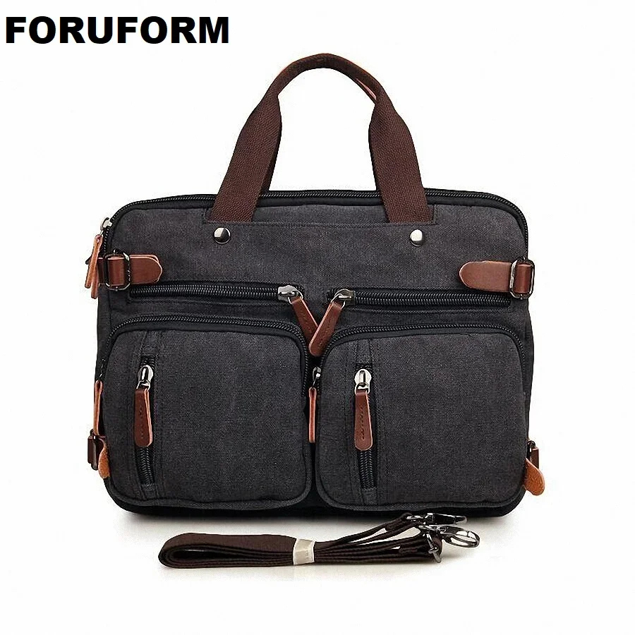 

Vintage Many Pockets Crossbody Bag Canvas Shoulder Bag Men Messenger Bag Men Leather Handbag Tote Briefcase LI-1298