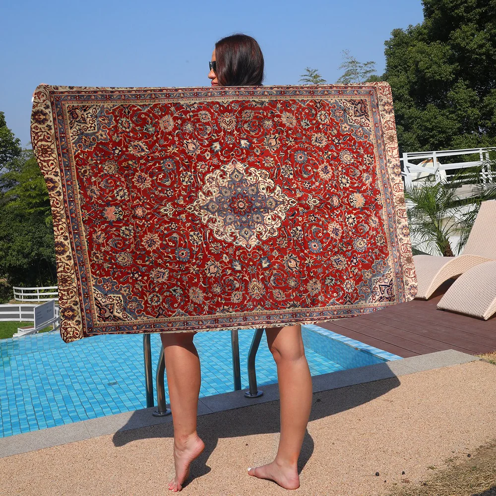 Boho Persian Rug Pattern Microfiber Printed Beach Towel Mountain Climbing Yoga Beach Swimming Running Absorbent Soft Towel 3