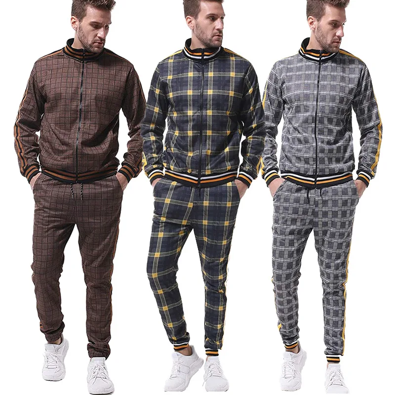 Men's Suit Fashion Brand Autumn Leisure Fitness Sportswear New Long Sleeve Zip-up Shirt plus Size Foreign Trade