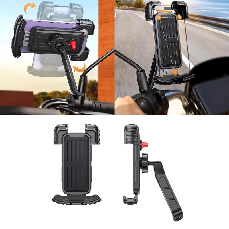 

Reliable Bracket Aluminum Holder Universal Phone Support Aluminum Phone Mount for Rearview Glass/Handlebar