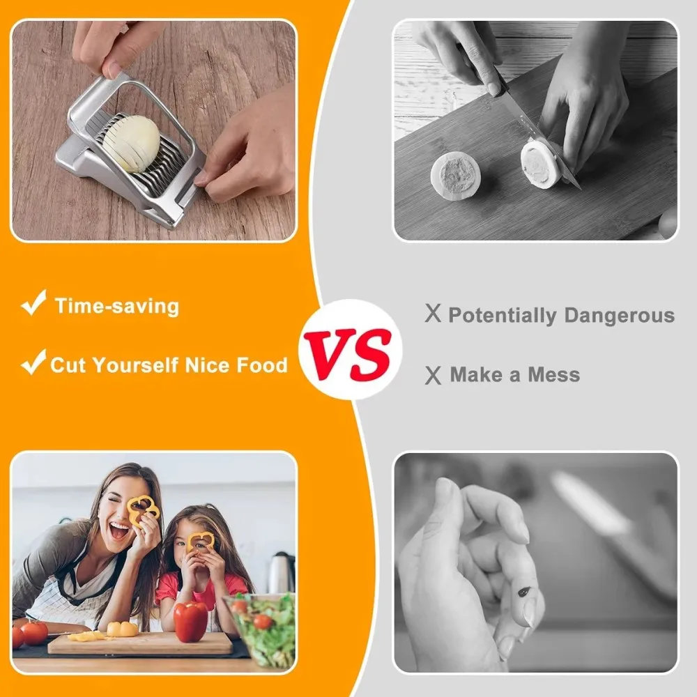 Description Picture 3 of itemMulti-Function Egg Slicer Heavy Duty Boiled Eggs Cutter Stainless Steel Manual Cutting Ham Mushroom Soft Fruit Kitchen Gadgets