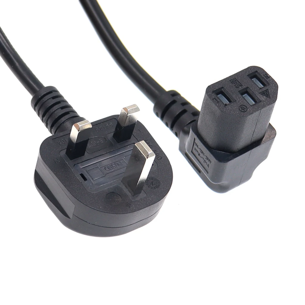 UK BS1363 3-контактный разъем к гнездовому угловому кабелю питания C13 PDU, угловой адаптер IEC C13, угловой адаптер шнура питания