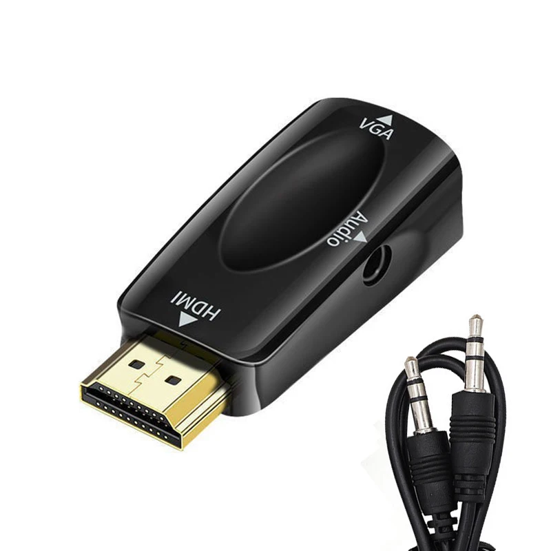 HDMI-compatible to VGA Cable Adapter Converter 3.5 mm Audio Interface Male to Female HD 1080P Transmission Adapter