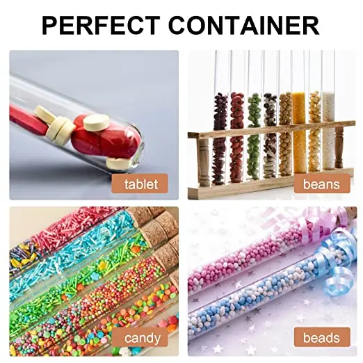 

20Pcs Clear Test Tubes with Corks Caps Storage Tube Wood Stopper Container