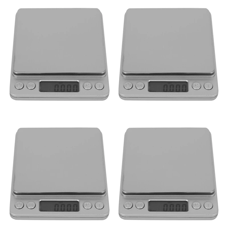 4 개 500G X 0.01G 휴대용 미니 전자 식품 저울 포켓 케이스, 우편물 8 트레이 포함