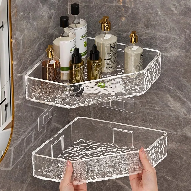 Mensola angolare per montaggio a parete, design ghiacciaio angolare, mensola da bagno, organizer per shampoo, sapone, doccia, caddy, accessori per il bagno - immagine 2