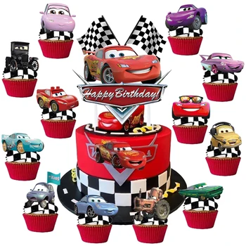 Disney Lightning McQueen Theme Cake Topper Set – Cars Birthday Party Cake Decoration Supplies 1