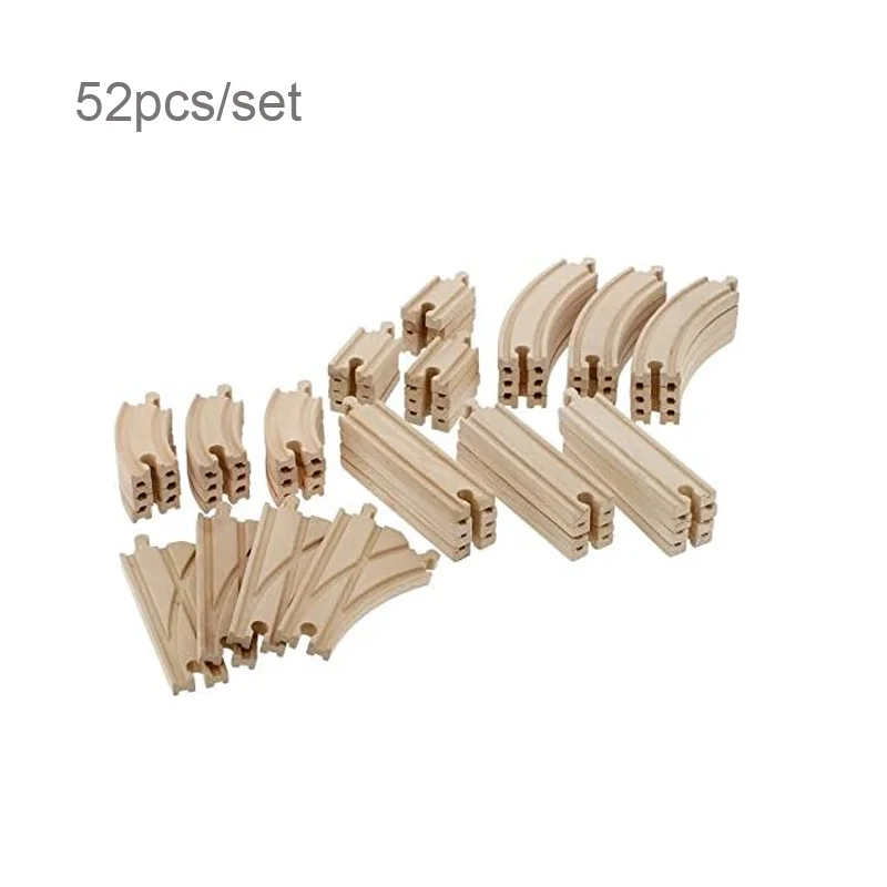 

Wooden Train Track 52 Pcs / Set Compatible with All Major Brands Wooden Railway System Gift For Kids Wooden Toys for Girls Boys