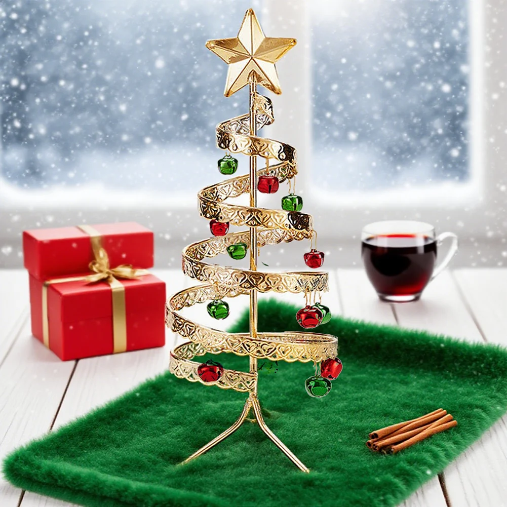 1Pc Mini Christmas Iron Mini Xmas Trees Xmas Decor Tabletop Decor Colorful Metal Holiday Tabletop Artificial Christmas Tree