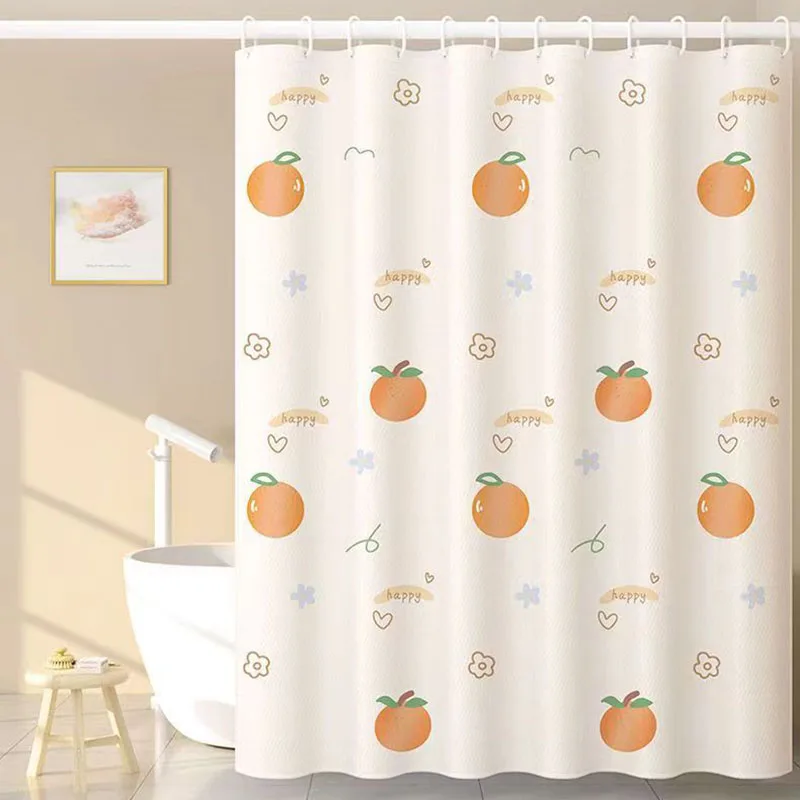 Peach Shower Curtain 180cm &times; 200cm Bright and Colorful Design Waterproof Fabric with 12 Hooks shower curtains