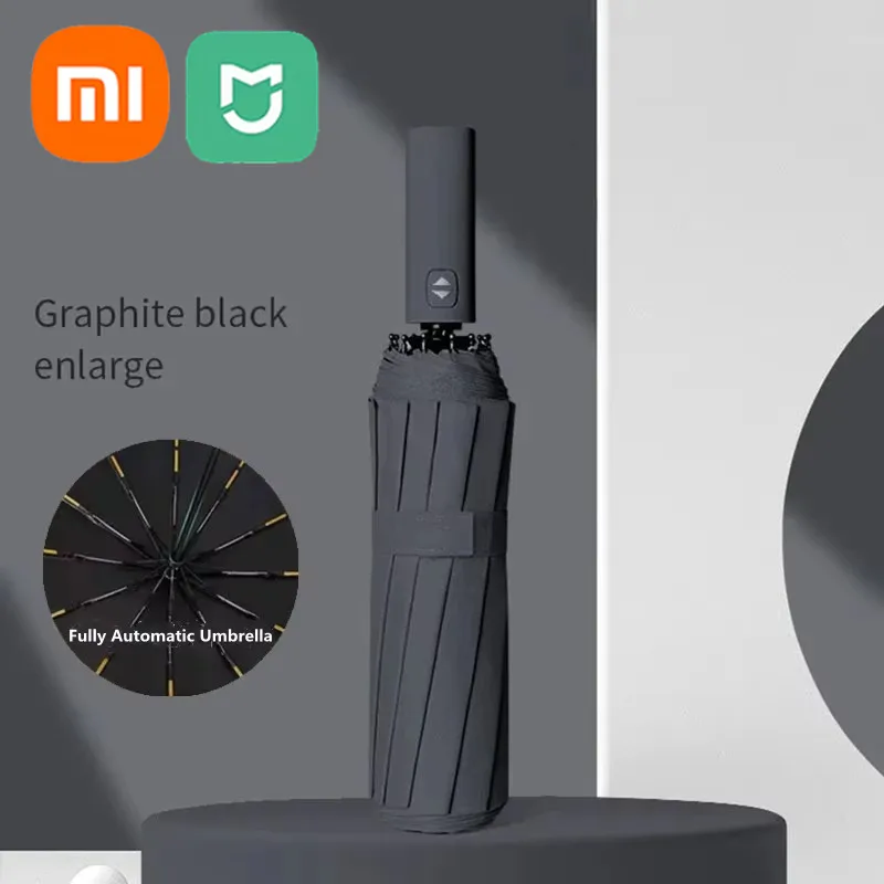 Xiaomi Mijia Automatic Umbrella Light Collapsible Format Outdoor Sunshade UV Protection 24 Bone Solid Color automatic umbrella