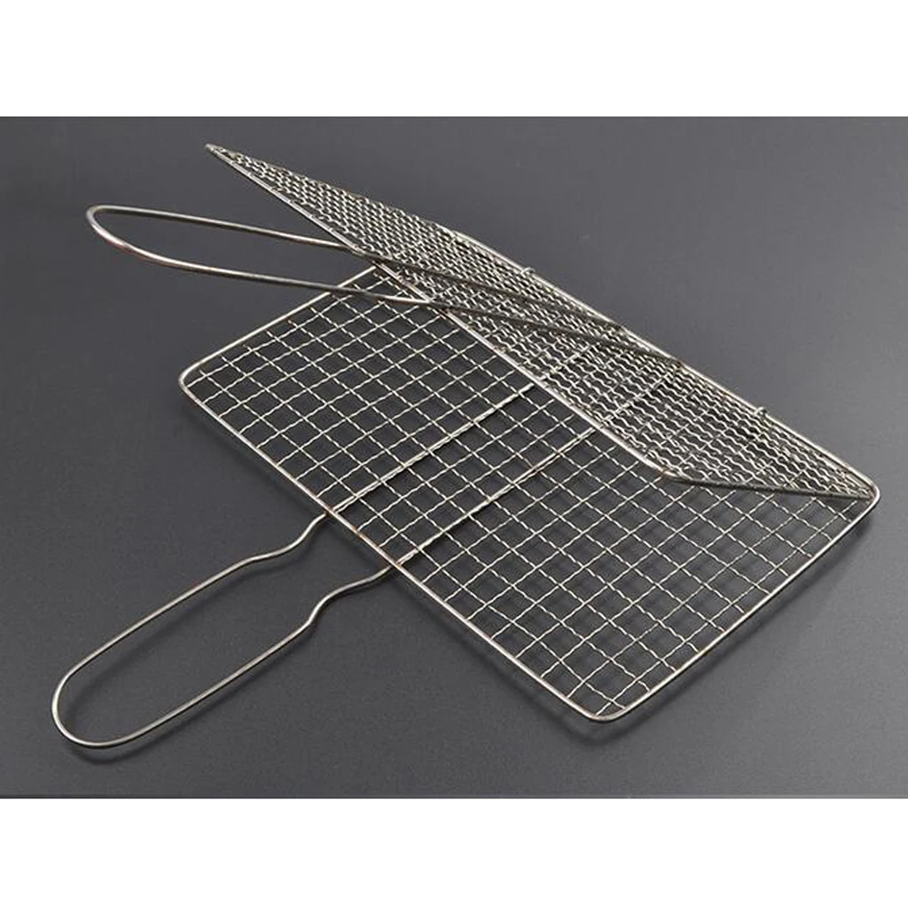 Portable Stainless Steel BBQ Barbecue Grilling Basket for Fish Vegetables Steak Shrimp Chops and Other Food