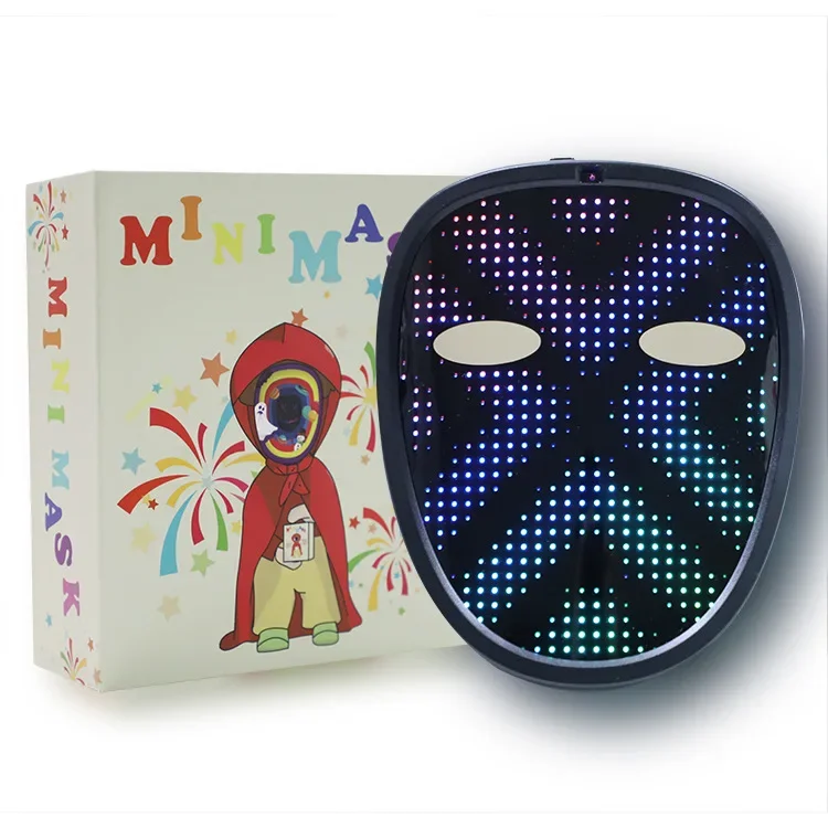 Halloween Face Transforming LED Mask with App Controlled DIY Photoes Mask for Party Bar Halloween Music Events Display Supplies