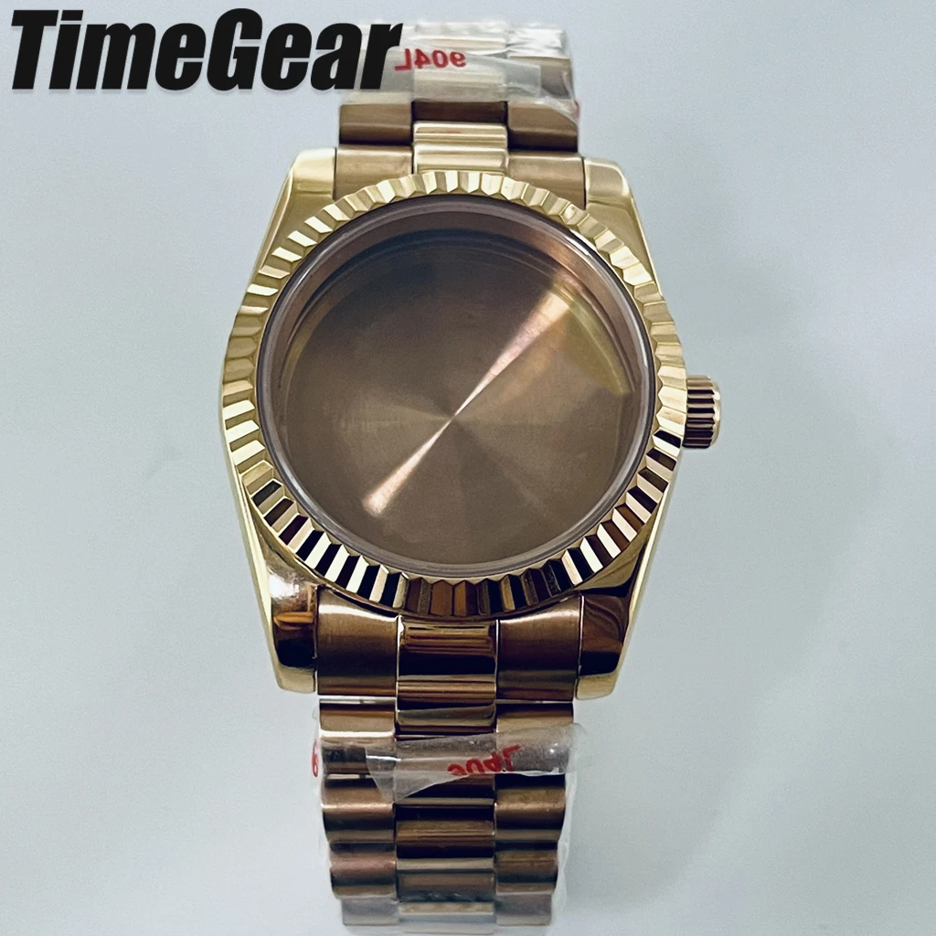 Silver Gold Rose Presidential Watch Case with Bracelet - 36mm/40mm