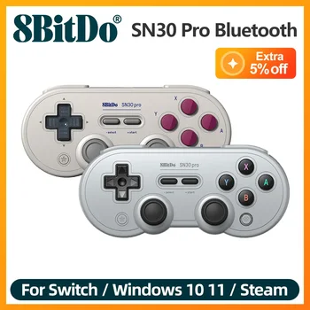 8BitDo SN30 프로 블루투스 게임패드 , 닌텐도 스위치 스마트폰 게임패드 궁극의 소프트웨어 호환, PC 유선 USB 조절 가능 헤어 트리거