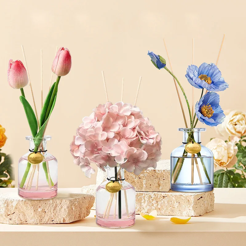 120ml Reed Diffuser Sets Tulip  Flower Arrangement Aroma Diffuser Bedroom Home Decorations Rose Essential Oil Fragrance Gift