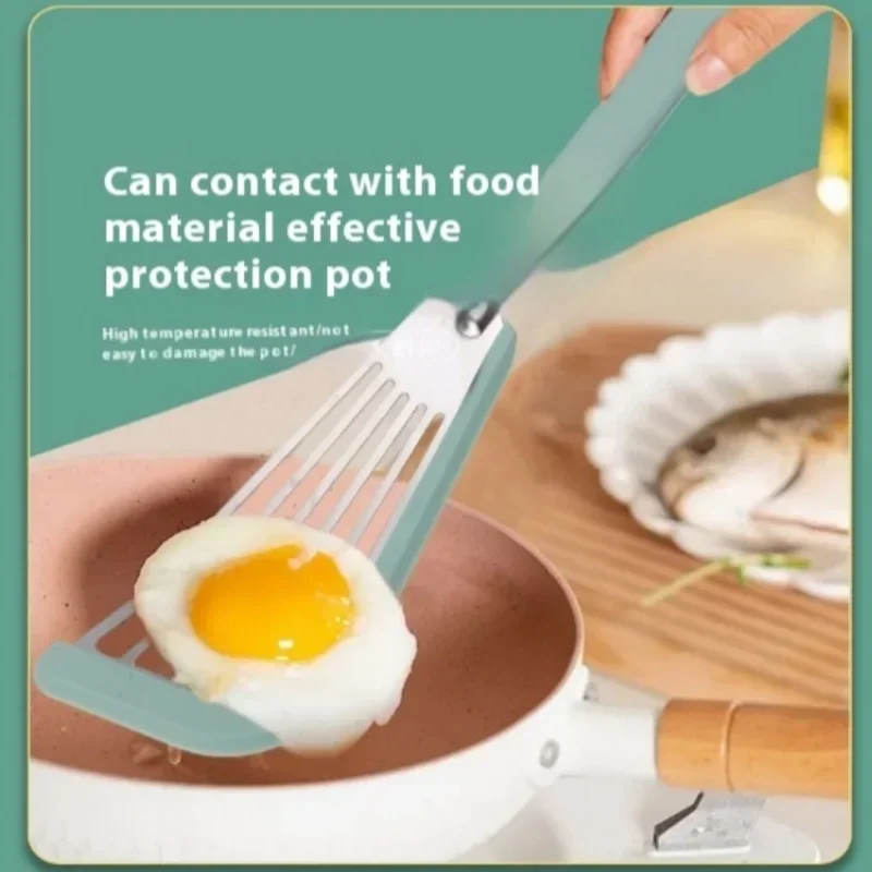 1Pcs Spatula Silicone Stainless Steel Steak Spatulas Barbecue Fried Fish Omelet Tools Heat Resistant Non-stick Kitchen Utensil