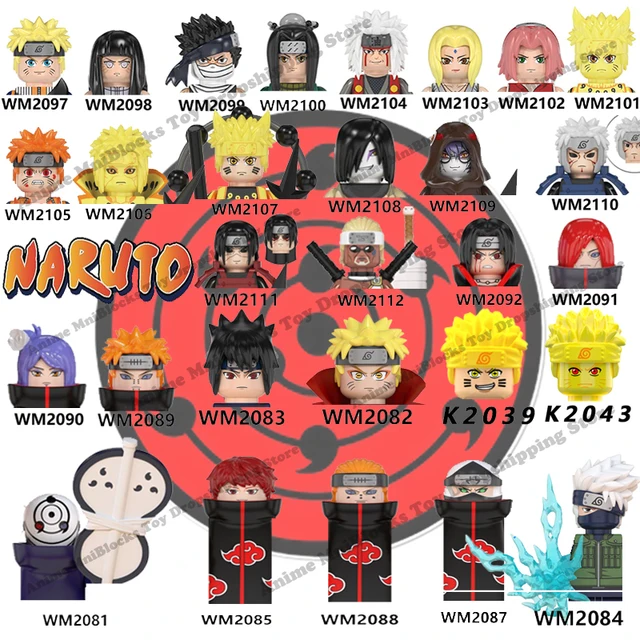 Naruto Sasuke Kakashi Akatsuki bricks Building Blocks Anime cartoon Mini Action Figures Heads Assembly Toys kids Birthday Gifts 1