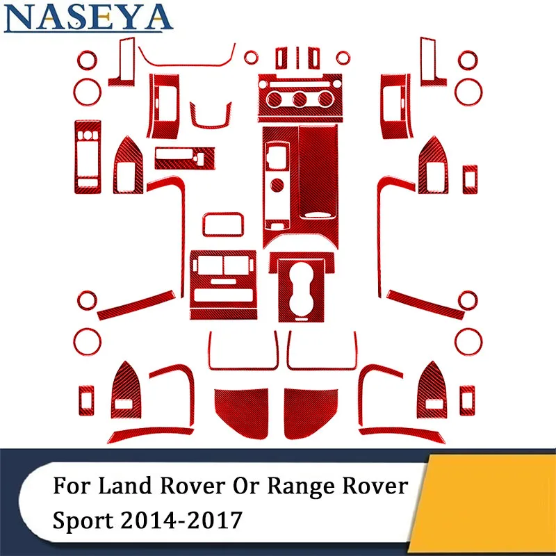 

Для Land Rover или Range Rover Sport 2014-2017, различные детали, красные наклейки из углеродного волокна, декоративные аксессуары для салона автомобиля