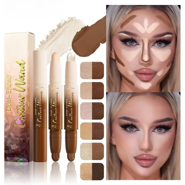 Bâton de Contour à Double extrémité, crème imperméable à couverture complète, correcteur d'ombre, finition naturelle pour tous les tons de peau 1