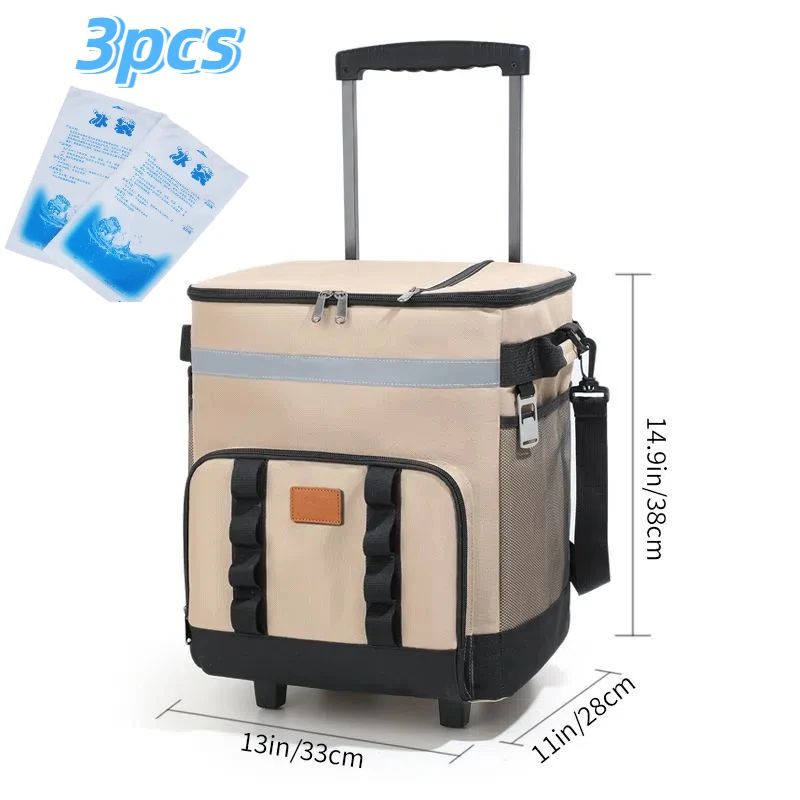 35L Trolley Outdoor Camping Thermal Picnic Bag Large Capacity