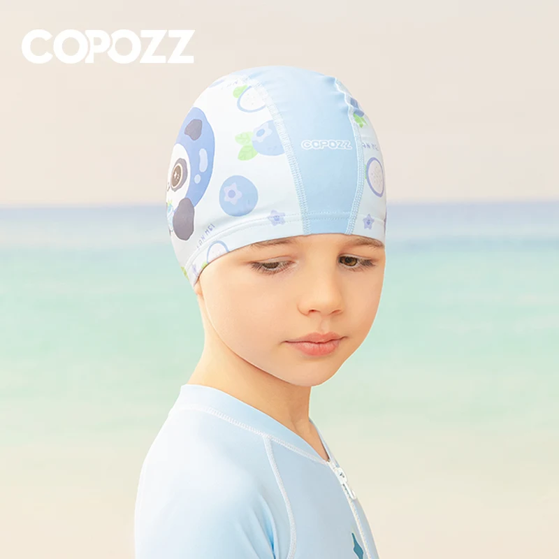 COPOZZ 32200 Cartoon Swimming Cap Boys Girls PU Children Waterproof Swimming Caps Kids Swim Pool Hats Ear Protector Colorful Baby Bathing Hat