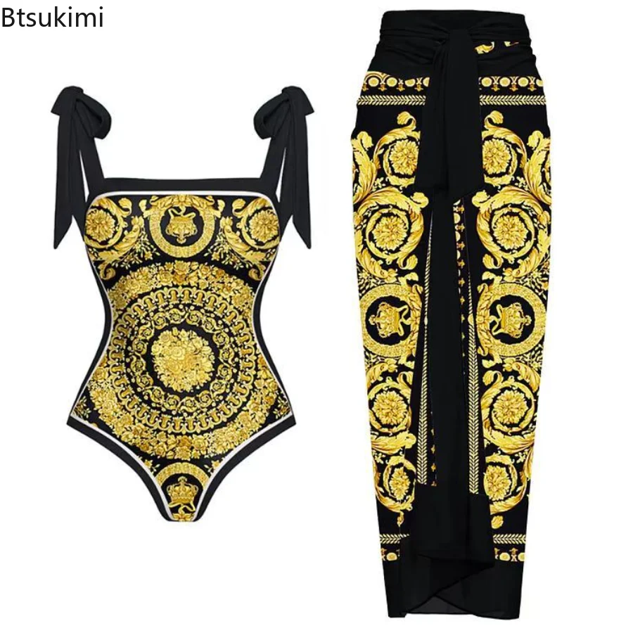 

Women Skirt Cover Up Bodysuit One Piece Bandage Bathing Swimwear Summer Fashion Print Beach Holiday Bodysuit Cover Up Outfits