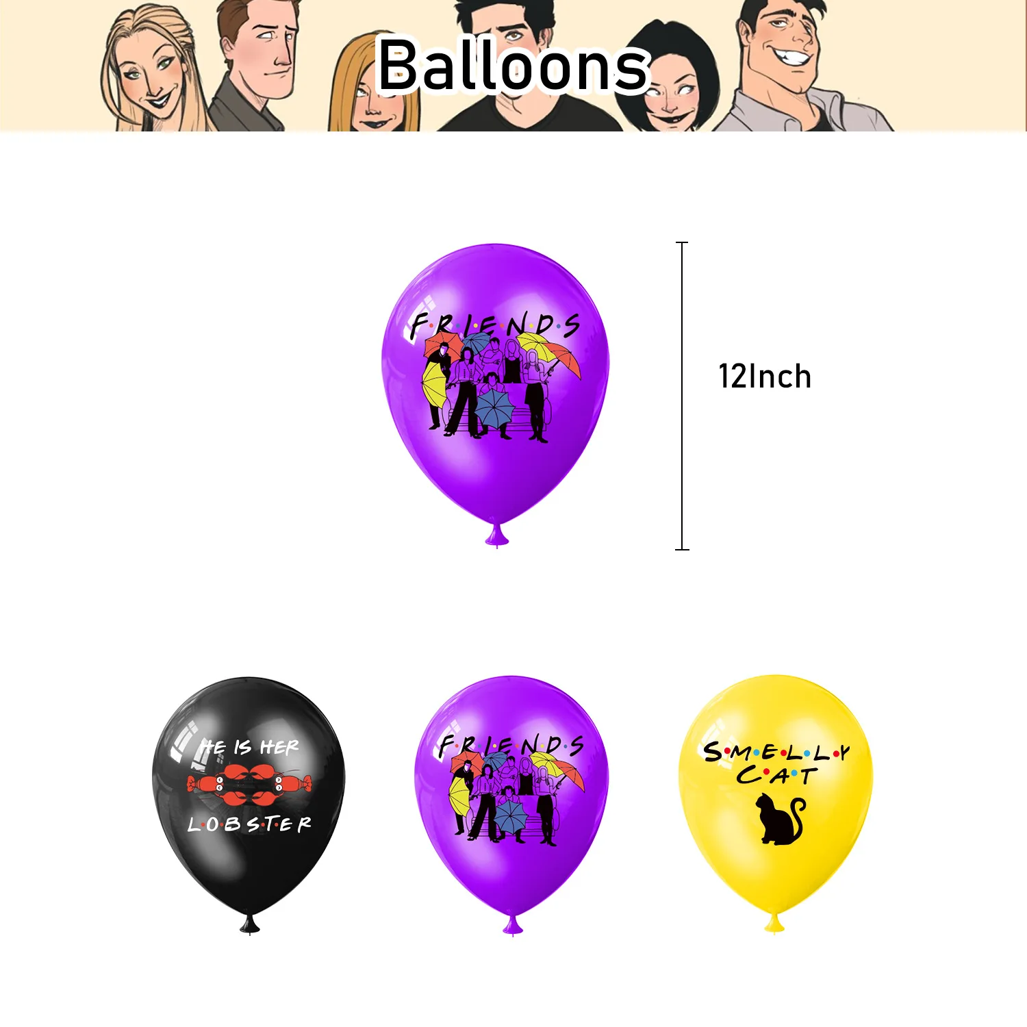 US TV Freunde Thema Erwachsene Geburtstag Party Ballon Banner Hintergrund Kuchen Topper Dekor Liefert Geschenke Sammeln Foto Schießen Requisiten – Detail 8