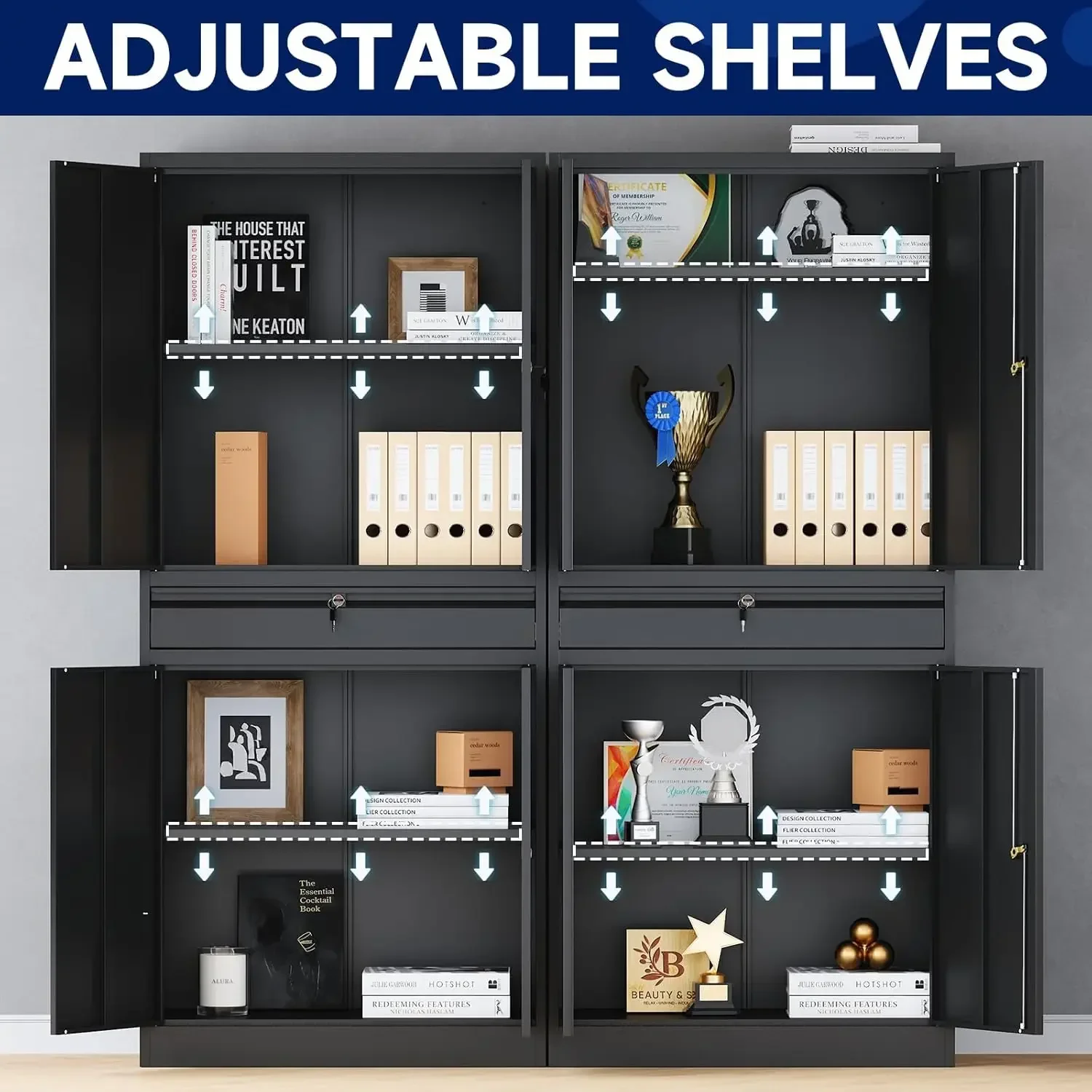 Metal Garage Storage Cabinet and Adjustable Shelves,Tool Storage Cabinet with Drawer-71"Steel Locking for Garage 4