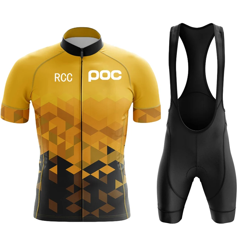 RCC POC 팀 2024 남성용 반팔 사이클링 저지 세트, MTB Maillot Ropa Ciclismo 자전거 착용, 통기성 사이클링 의류, 여름