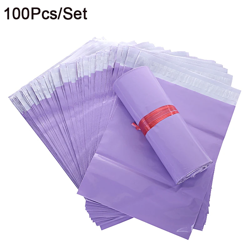 

100Pcs Purple Courier Mailer Bags Packaging Poly Package Plastic Self-Adhesive Mailing Express Bag Envelope Postal Pouch Mailing