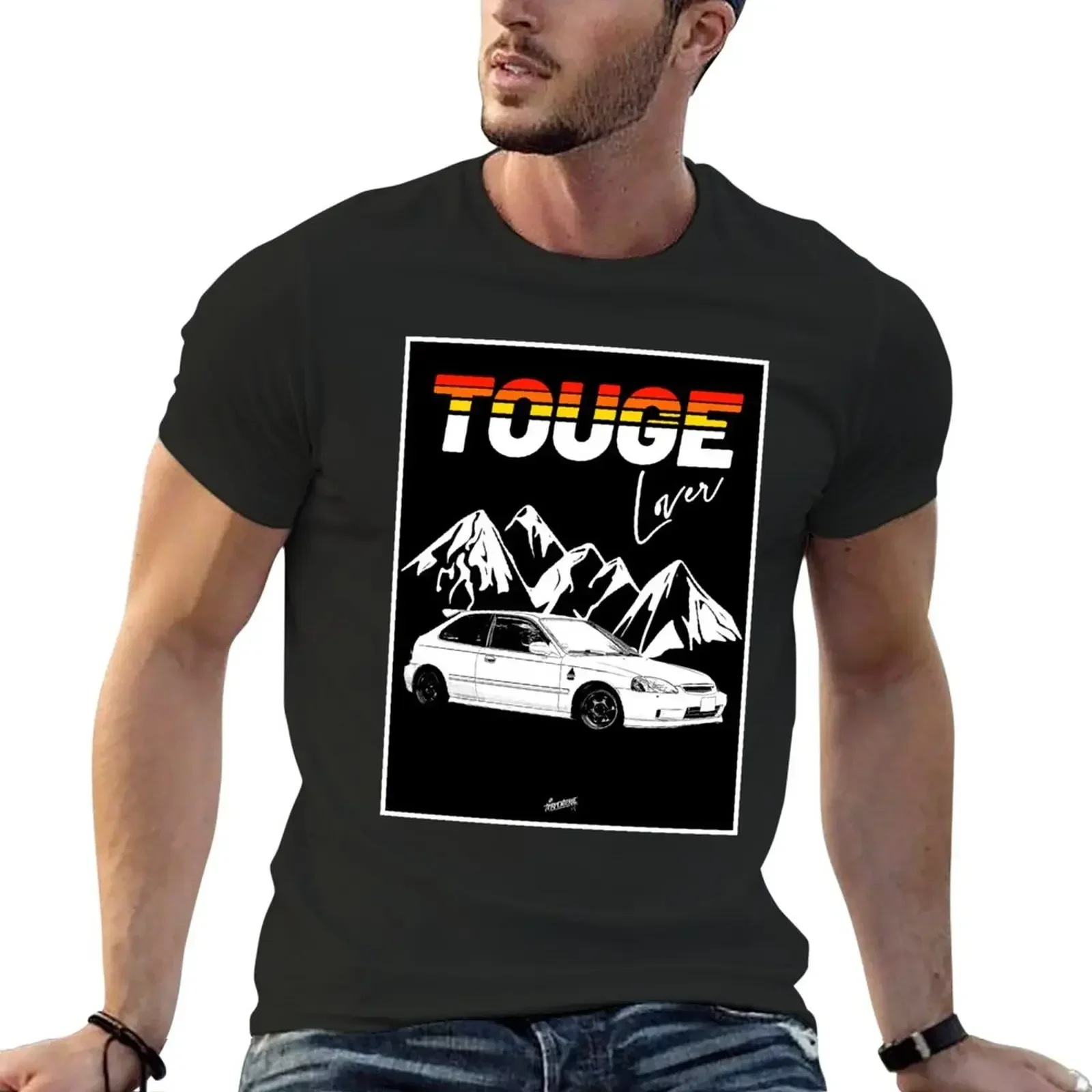 

Touge Lover Civic EK Gradient T-Shirt customs design your own heavyweights oversized t shirt men