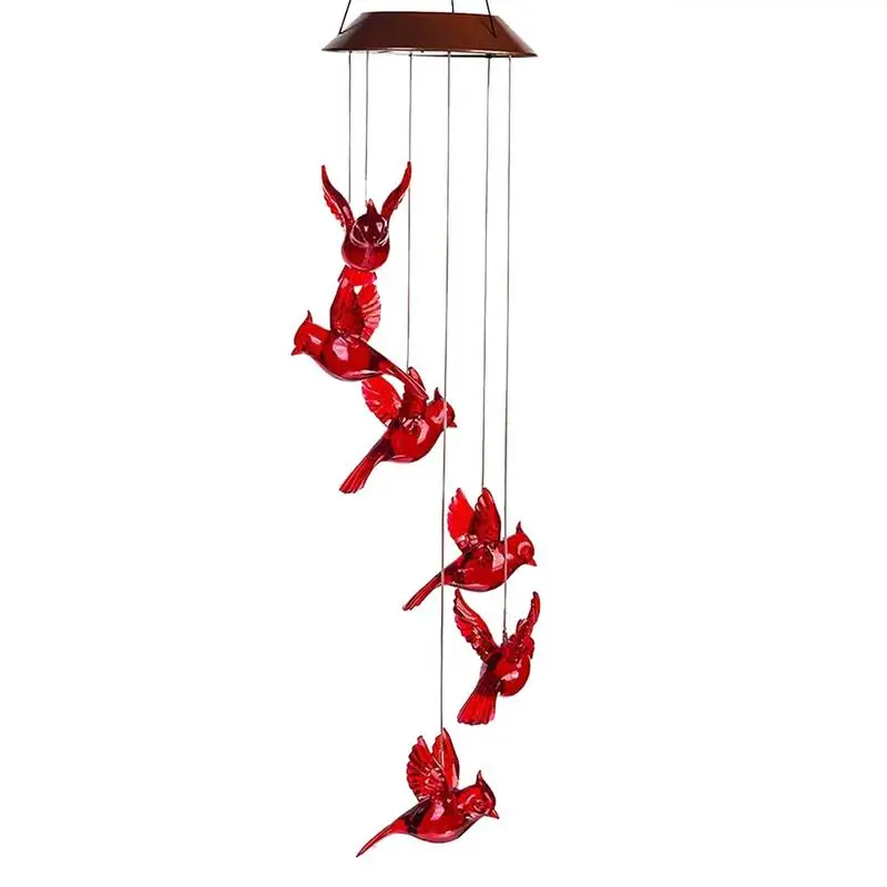 

Hummingbird Wind Chimes Creative Cardinal Wind Chimes Solar Hummingbird Wind Bell Waterproof Memorial Bird Windchime With 6 LED