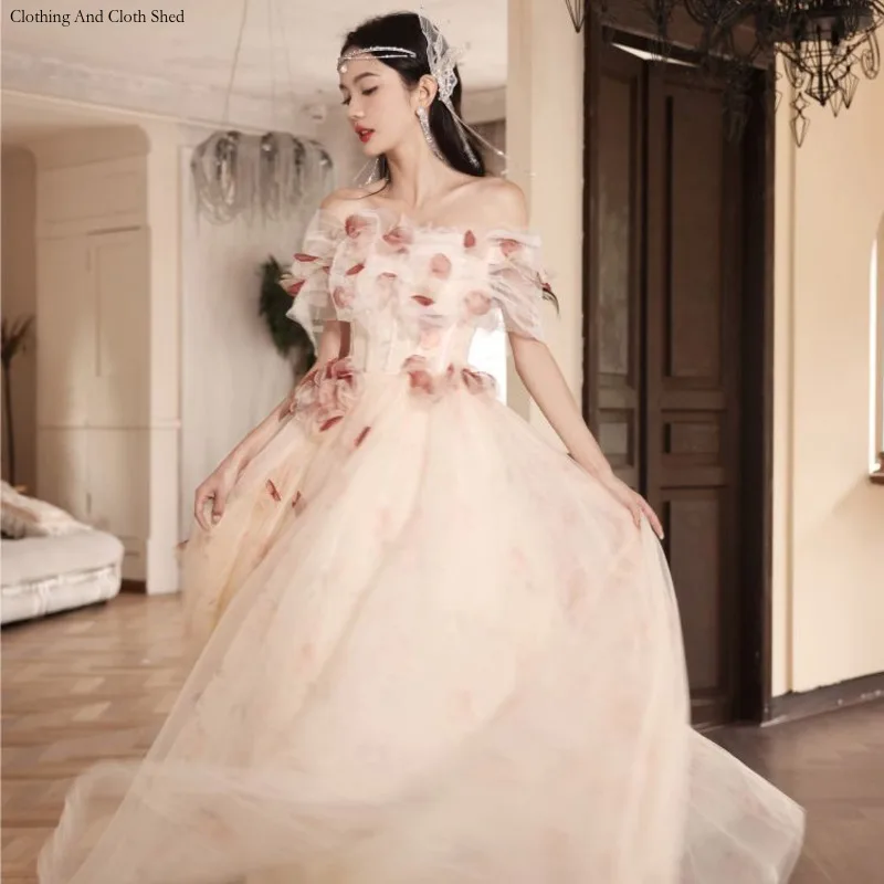

2024 Summer New Fashion Elegant Fairy One Line Neck Women's Dress Waistband Mesh Performance Banquet Evening ceremonial Dress