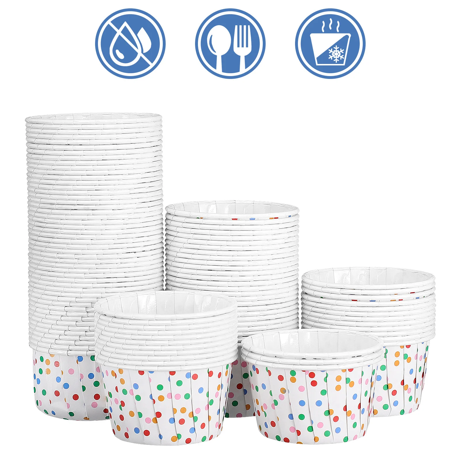100pcs Durable Paper Cupcake Cups Disposable Treat Cups For Supplies Wedding Celebration Ice Cream Cake Bowls Food Grade