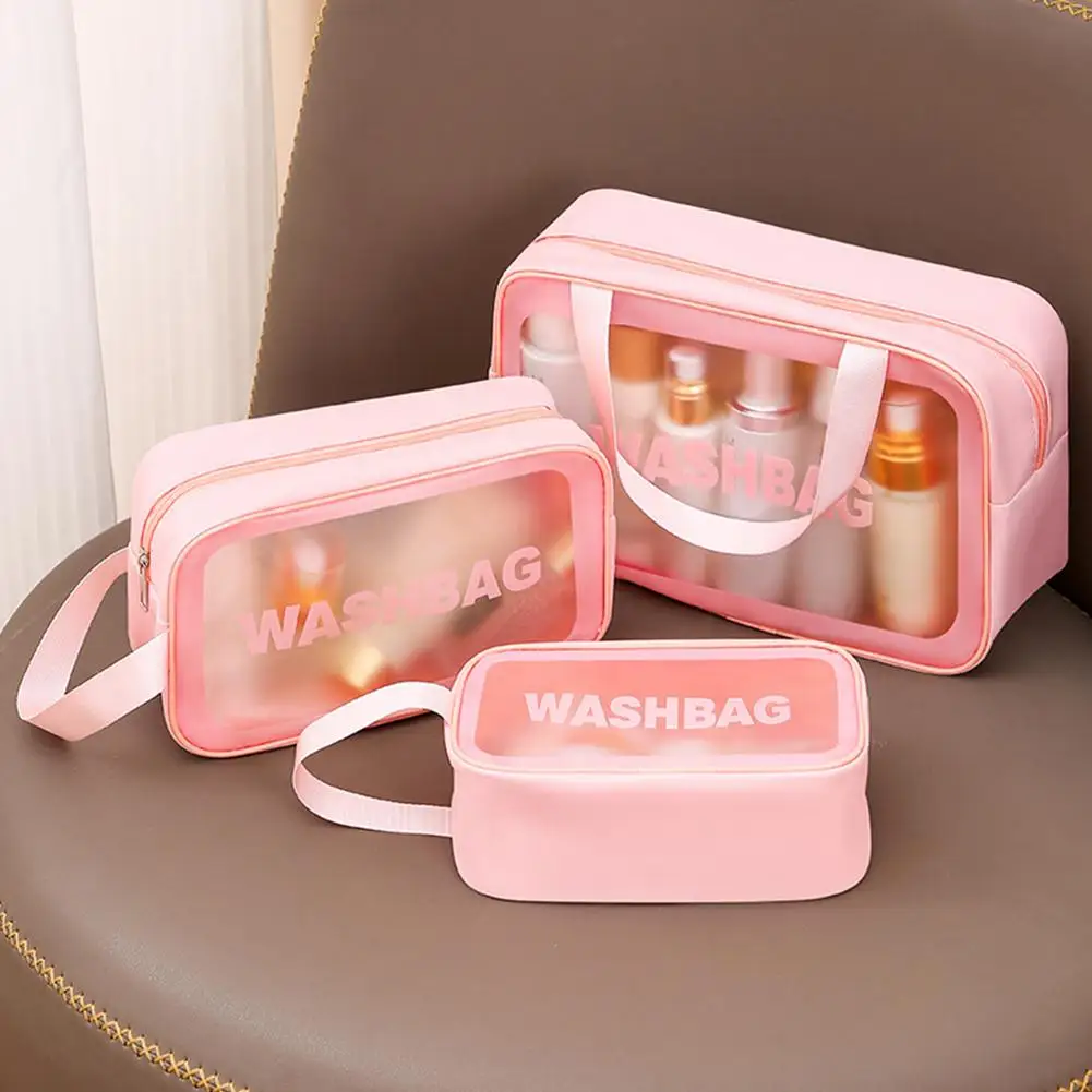 Borsa da Viaggio Portatile per Donna, Trasparente e Impermeabile, Grande Capacità per Cosmetici e Articoli di Bellezza - immagine 4
