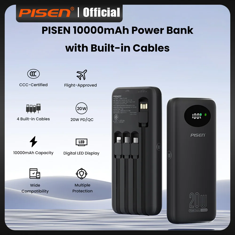PISEN Power Bank 20W Fast Charging Portable