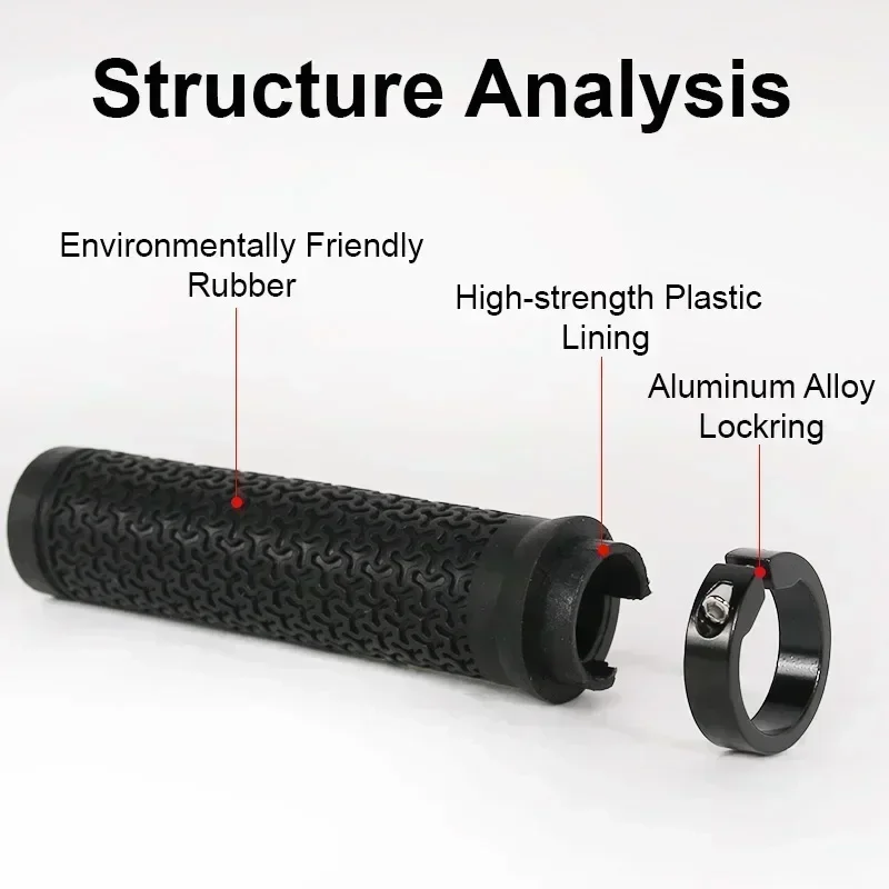 BUCKLOS Bicycle Handlebar Grip Rubber Lock on Bicycle Handles Non-slip MTB Cuffs Ultralight Shock Absorption Mountain Bike Grip 6