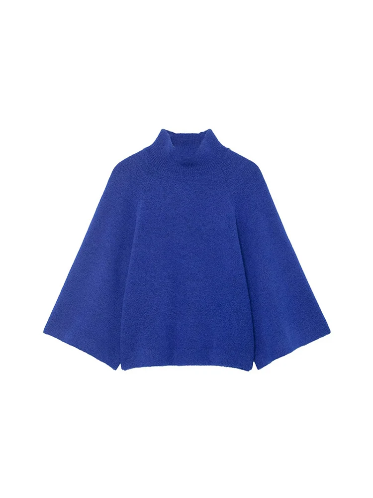 Women's Turtleneck Sweater Casual Solid Color Half Sleeve Oversize Pullovers Top Female Spring New Knitted Sweaters Women