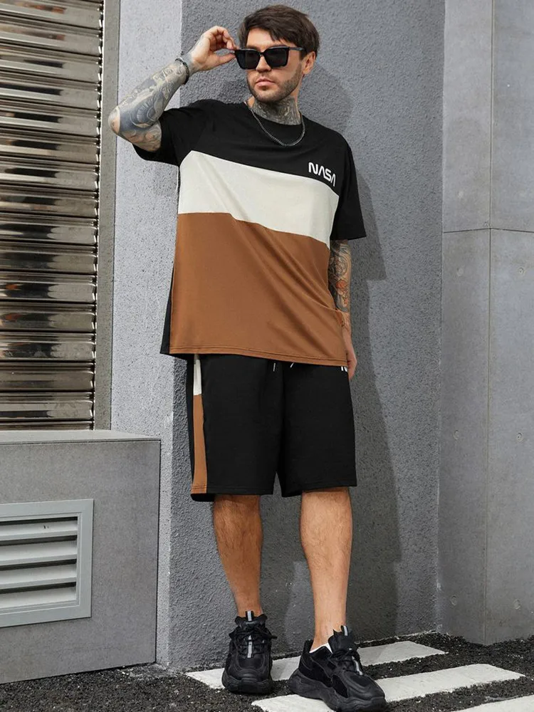 New Summer Vacation Leisure Daily 3D Men's Sports Wear Large Round Neck Short sleeved T-shirt Shorts Set Casual Street Clothing 6