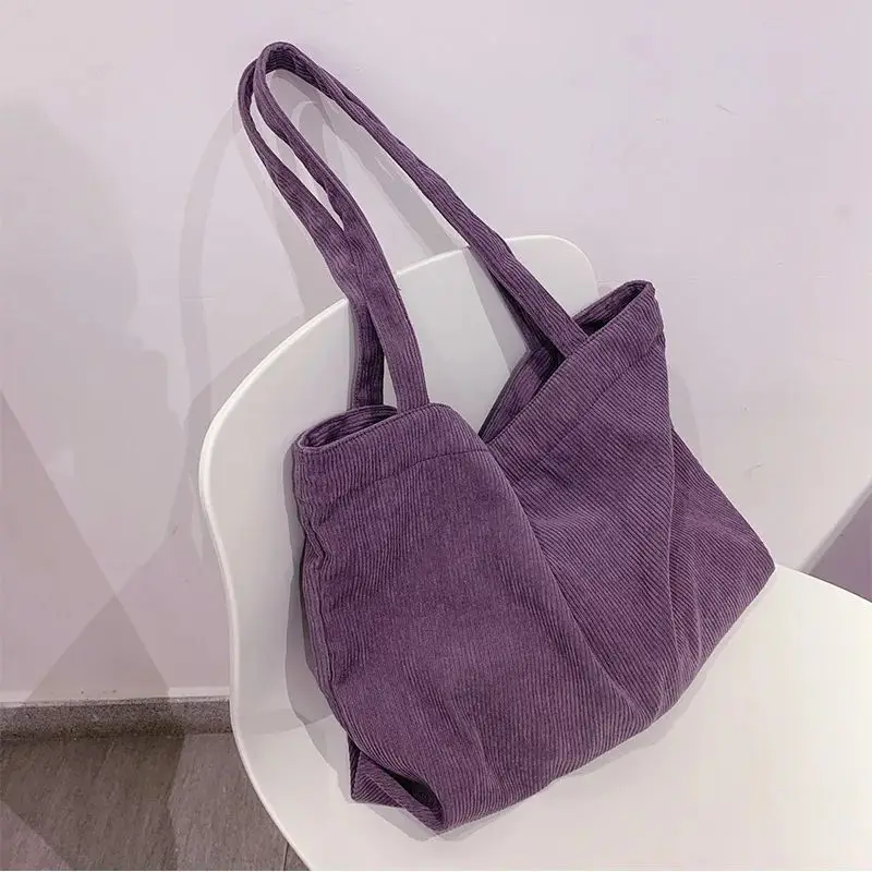Women's Corduroy Totes Bags 2023 opper Handbags Girls Zi Multi-Functional e Bag ular External Material ABS