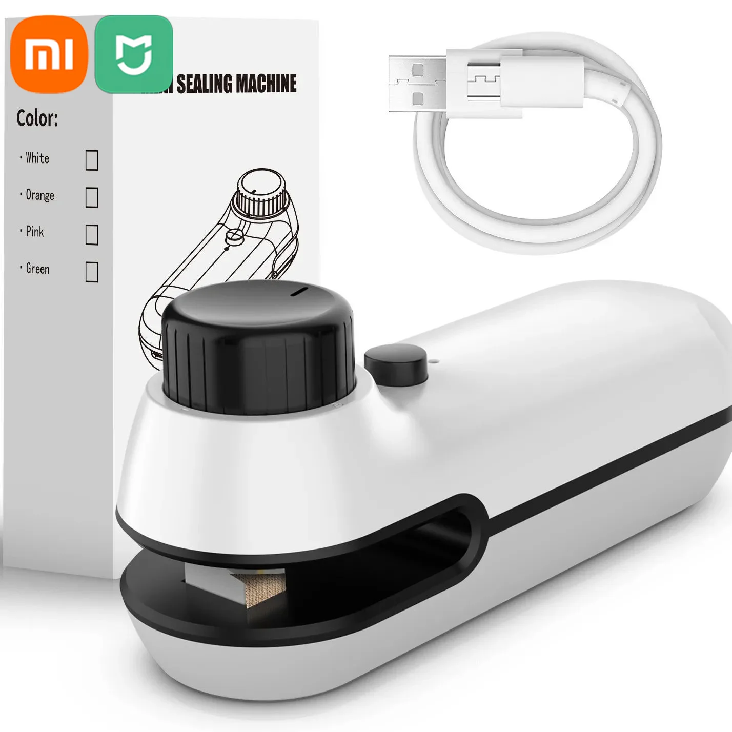 Bag Sealer Xiaomi Rechargeable 2 In 1 Bag Mini Heat Sealer Storage Bag Plastic Package Snack Sealer Clip Plastic USB Handheld Heat