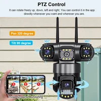 Caméra IP WIFI 10K 20MP pour extérieur, 4 objectifs, 4 écrans, zoom 16X, caméras de surveillance vidéo sans fil CCTV, protection de sécurité 6K 12MP 5