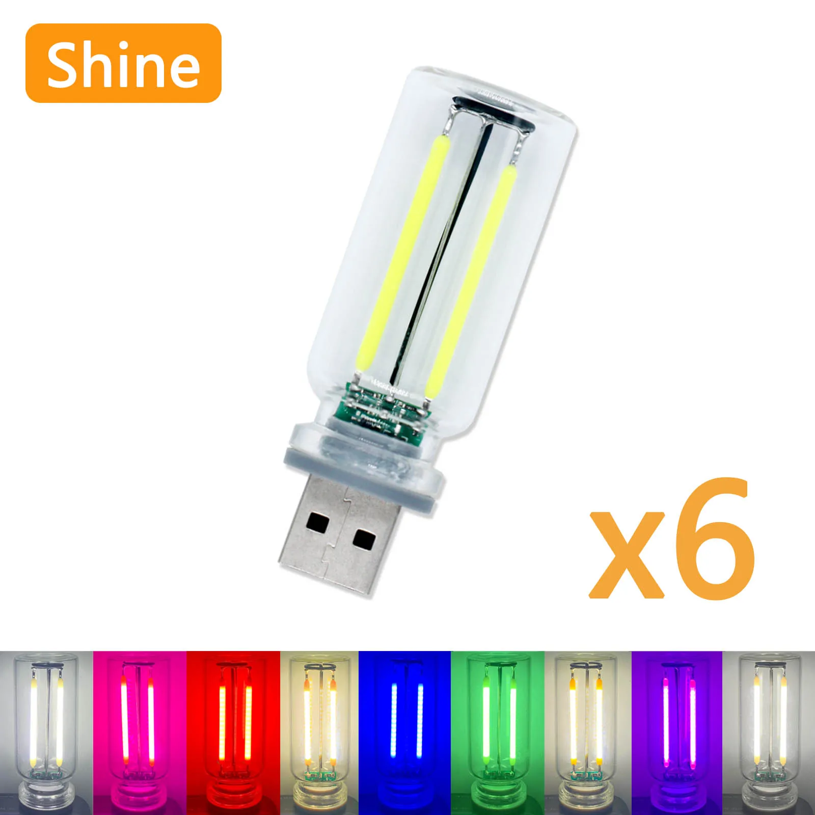 5V 0.3W 6pcs Retro Edison USB Dimming Bulb LED Lighting Ampoule Incandescent Bulb Mini Night Light Home Decoration Light Source